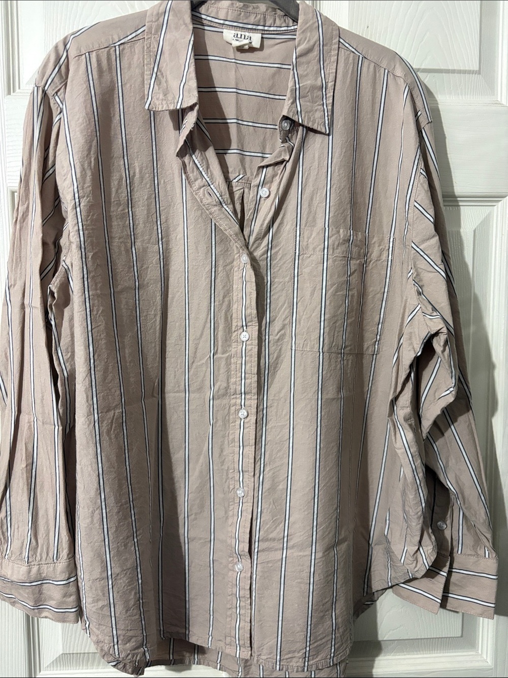 Aritzia Taupe Striped Men's Button-Down Shirt